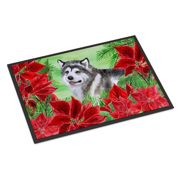 Carolines Treasures Alaskan Malamute Poinsettas Indoor or Outdoor Mat, 18 x 27 in. CK1287MAT - main